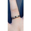 `GENUINE` `BLUE SAPPHIRE & DIAMOND` Engagement Ring Set in 9CT yellow Gold( Genuine Gold)