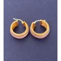 Triple Tone 9CT Yellow, White and Rose Gold Hoop Earrings ( Genuine Gold.)