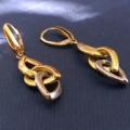 Beautiful `TWO TONE` 9CT `YELLOW and WHITE` Gold Drop and Dangle Chain Earrings ( Genuine Gold)
