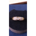 `Domed Frosted Two Tone` 9CT Yellow and White Gold Engagement Ring ( Genuine Gold )