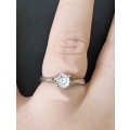 CZ Bridal Solitaire 925 Sterling Silver Engagement Ring. ( Genuine Silver. )