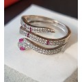 `GLAMOROUS` Snake Ring with CZ in 925 Sterling Silver.( Genuine Silver)