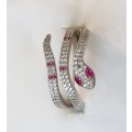 `GLAMOROUS` Snake Ring with CZ in 925 Sterling Silver.( Genuine Silver)