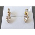 9CT Yellow Gold Pear CZ Drop Earrings. ( Genuine Gold)