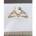 9CT Yellow Gold Diamond Wishbone Ring.( Genuine Gold and Diamond)