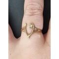 9CT Yellow Gold Diamond Wishbone Ring.( Genuine Gold and Diamond)