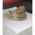 `SPLIT BAND` CZ 9CT YELLOW GOLD Dress Ring. ( Genuine Gold. )