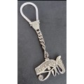 VINTAGE ` EYE OF HORUS ` EGYPTIAN 925 Sterling Silver Keychain. ( Genuine Silver. )