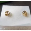 `LEAF` Design 9CT Yellow Gold CZ Earrings. ( Genuine Gold.)