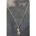 CZ Infinity Pendant 9CT Yellow Gold on a Rope Chain Necklace. ( Genuine Gold)