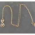 CZ Infinity Pendant 9CT Yellow Gold on a Rope Chain Necklace. ( Genuine Gold)