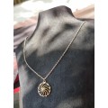 9CT Yellow Gold `SPIRAL PENDANT` on a `CUBAN CHAIN` Necklace. ( Genuine Gold. )