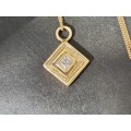 `CZ / SQUARE` 9CT Yellow Gold Pendant with Chain.( Genuine Gold. )