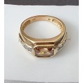 2 Carat `CITRINE` Set In 9CT a Yellow Gold Dress Ring.( Genuine Gold. )