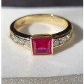 `1.80 Carat `RUBY and DIAMOND` Dress Ring, set in 9CT Yellow Gold (Genuine Gold and Gemstones)