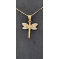 9CT Yellow / Rose and White Gold Dragon Fly Necklace. ( Genuine Gold)