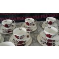 Colcleogh Bone China Rose trio's x 6 and sugar bowl - mint condition