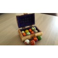 Vintage bone china & brass box with vintage marbles