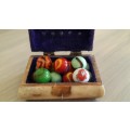 Vintage bone china & brass box with vintage marbles