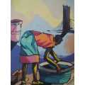 EXCELLENT WORK BY W. MANDLA KOBOKA~~ OIL ON BOARD