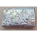 Sterling silver vintage Dutch vesta case / match holder depicting scene of unruly hooley