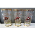 Retro 6 x 'HORSE AND HOUND HUNTING' Scene Tumblers with gold trim