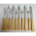 EPNS  'BONE' FORK AND BUTTER KNIVES X 10. ENGLAND. KNIVES APP. 20 CMS LONG