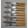 EPNS  'BONE' FORK AND BUTTER KNIVES X 10. ENGLAND. KNIVES APP. 20 CMS LONG