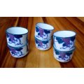6 x Saki / Wine / Green Tea cups ` Grape Design` porcelain vintage app. D 5 x H 4.5 cms