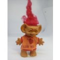 Troll Doll `Uneeda Doll Co Inc Wishnik Red Hair used circa 1966 app 14 cms tall