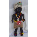 South African Tribal Art Doll hand beaded on leather vintage app. 11 cms tall