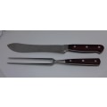 Carving set with Wood Handles. Knife approximately 34 cms long