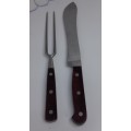 Carving set with Wood Handles. Knife approximately 34 cms long