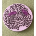 Ware LION, BUFFALO and Ceramic Thistle Coaster app. D9 cms Scotland Vintage