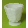Milk Glass Retro Grape Footed Vase / Bowl white approximately D 12 x H 13