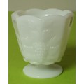 Milk Glass Retro Grape Footed Vase / Bowl white approximately D 12 x H 13