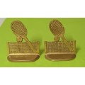 Brass `Tennis` Bookends