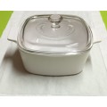Corning Ware `French White` lidded dish USA A-1-5-B 1.5 litre app. 22 x 18 x 11 cms high