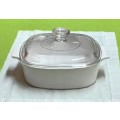 Corning Ware `French White` lidded dish 2 Litres A-2-B U.S.A. app. 26 x 22 x 13 cms high