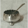 EPNS Mustard / Salt pot with spoon Vintage app. D5 x H3 cms England