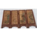 Chinese Asian 4x wood panel hand painted on Silk folding screen landscape pattern small
