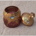 Raised Enamel Floral Glass Tumbler Lidded Pot hand painted