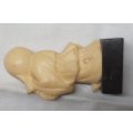 Hand Carved Oriental `Man with fish` signed approximately 10 cms tall