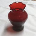 Cranberry Red Flute topped glass case signed app. H10 x D8 cms