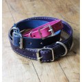 High Quality Leather Dog Collar Purple (Large)