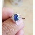 Princess Di Blue Crystal Sapphire Gem 18K Gold Plated Wedding Ring