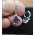 Luxury Purple Crystal Sapphire Women's Earrings Love Drop Shaped High Quality Earrings