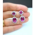 Luxury Pink Crystal Sapphire Women's Earrings Love Drop Shaped High Quality Earrings