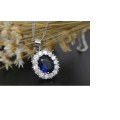 Princess Di Blue Crystal Sapphire Gem 18K Gold Plated Wedding Ring