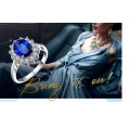 Princess Kate Blue Crystal Sapphire Gem 18K Gold Plated Wedding Ring